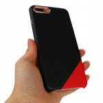 Wholesale iPhone 8 / 7 Cool Striped Armor PU Leather Case (Black White)